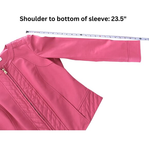 RARE Tory Burch Pink Leather Moto Jacket Size 6 - Picture 10 of 10